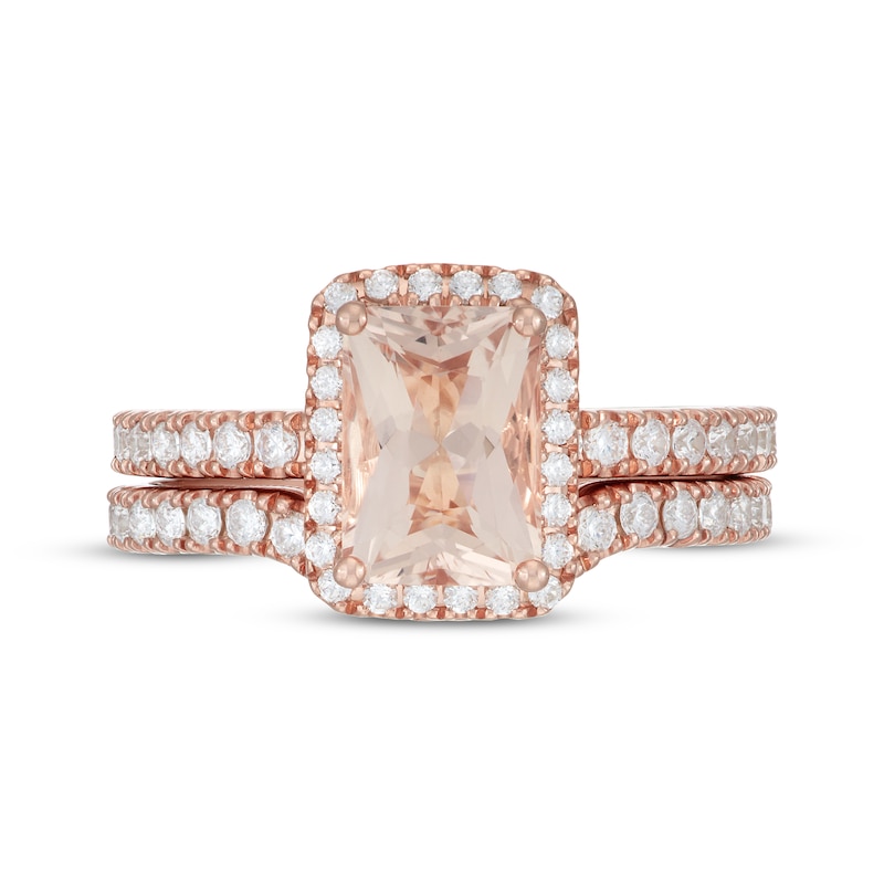 Neil Lane Radiant-Cut Morganite Bridal Set 1 ct tw Diamond 14K Rose ...