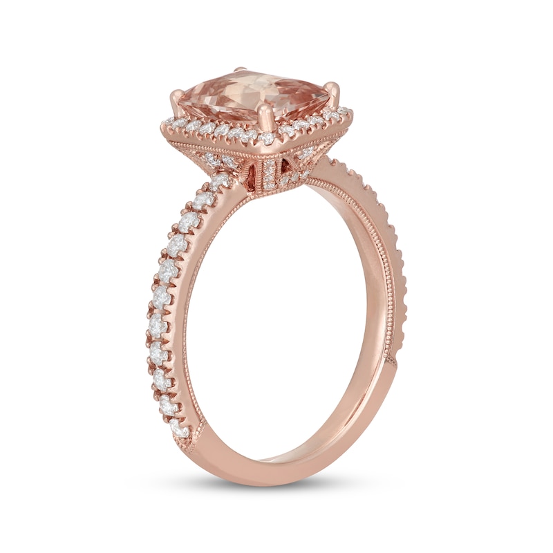 Main Image 2 of Neil Lane Radiant-Cut Morganite Engagement Ring 5/8 ct tw Diamond 14K Rose Gold