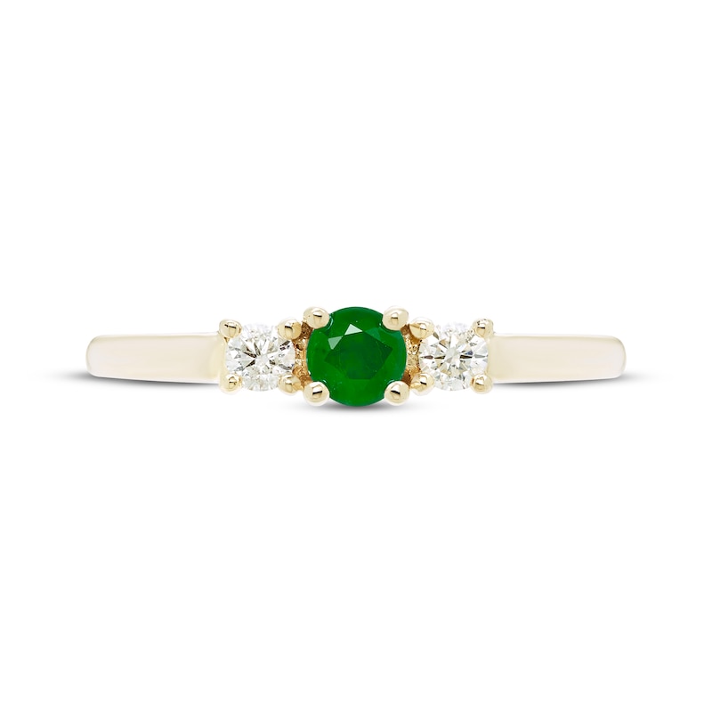 Emerald & Diamond Three-Stone Ring 1/8 ct tw 10K Yellow Gold