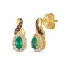 Thumbnail Image 1 of Le Vian Chocolate Twist Pear-Shaped Emerald Earrings 1/4 ct tw Diamonds 14K Honey Gold
