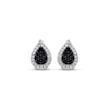 Black & White Multi-Diamond Teardrop Stud Earrings 1/5 ct tw Sterling Silver
