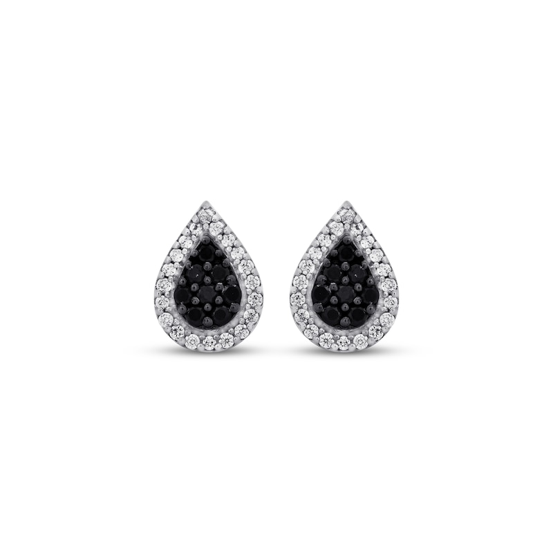 Main Image 2 of Black & White Multi-Diamond Teardrop Stud Earrings 1/5 ct tw Sterling Silver