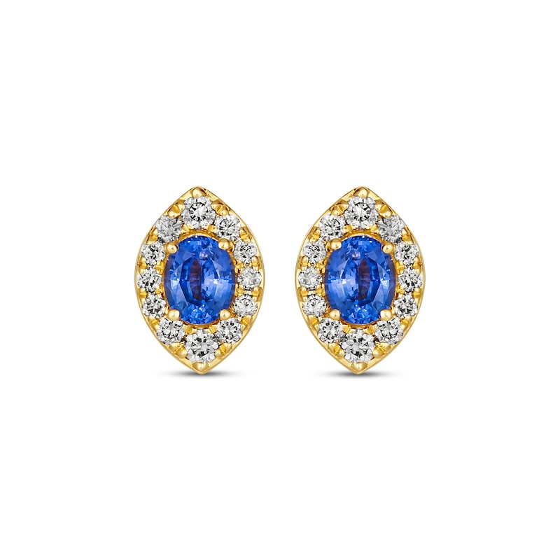 Le Vian Oval-Cut Blue Sapphire Earrings 1/3 ct tw Diamonds 14K Honey Gold