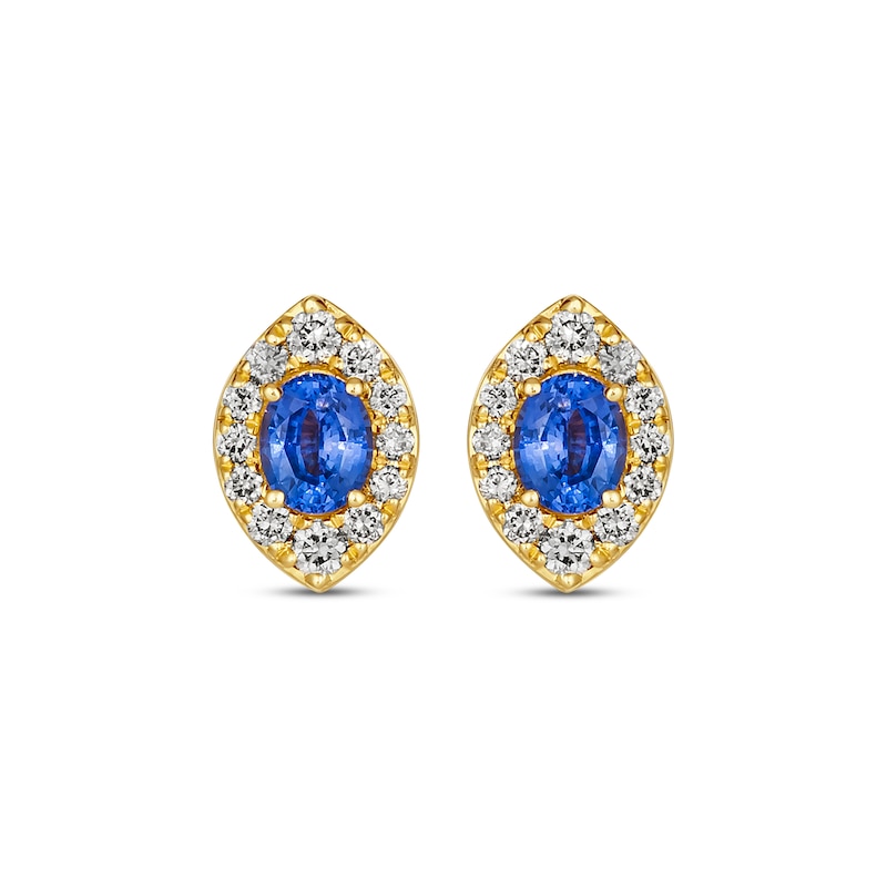 Main Image 2 of Le Vian Oval-Cut Blue Sapphire Earrings 1/3 ct tw Diamonds 14K Honey Gold