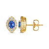 Thumbnail Image 3 of Le Vian Oval-Cut Blue Sapphire Earrings 1/3 ct tw Diamonds 14K Honey Gold