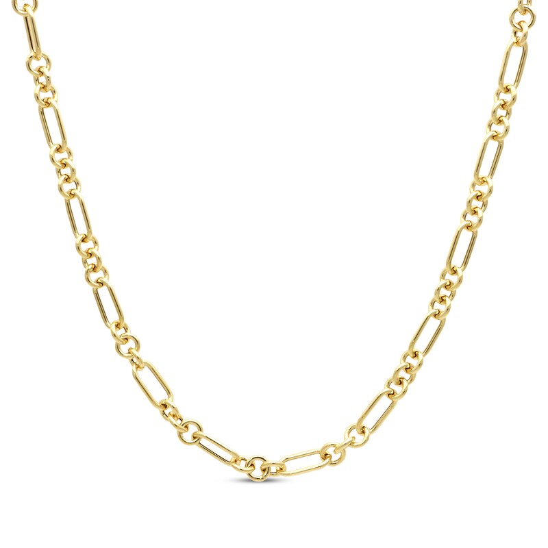 Main Image 1 of Three & One Link Figaro Necklace 4.5mm Hollow 10K Yellow Gold 18”
