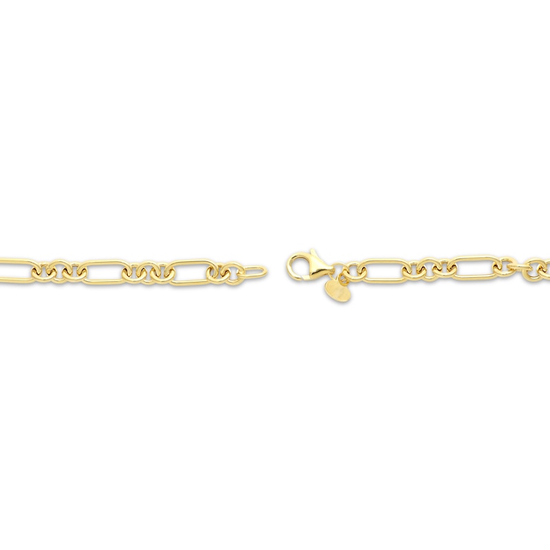 Main Image 3 of Three & One Link Figaro Necklace 4.5mm Hollow 10K Yellow Gold 18”