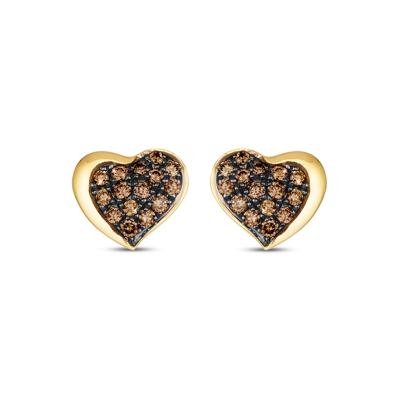Godiva x Le Vian Diamond Heart Earrings 1/4 ct tw 14K Honey Gold