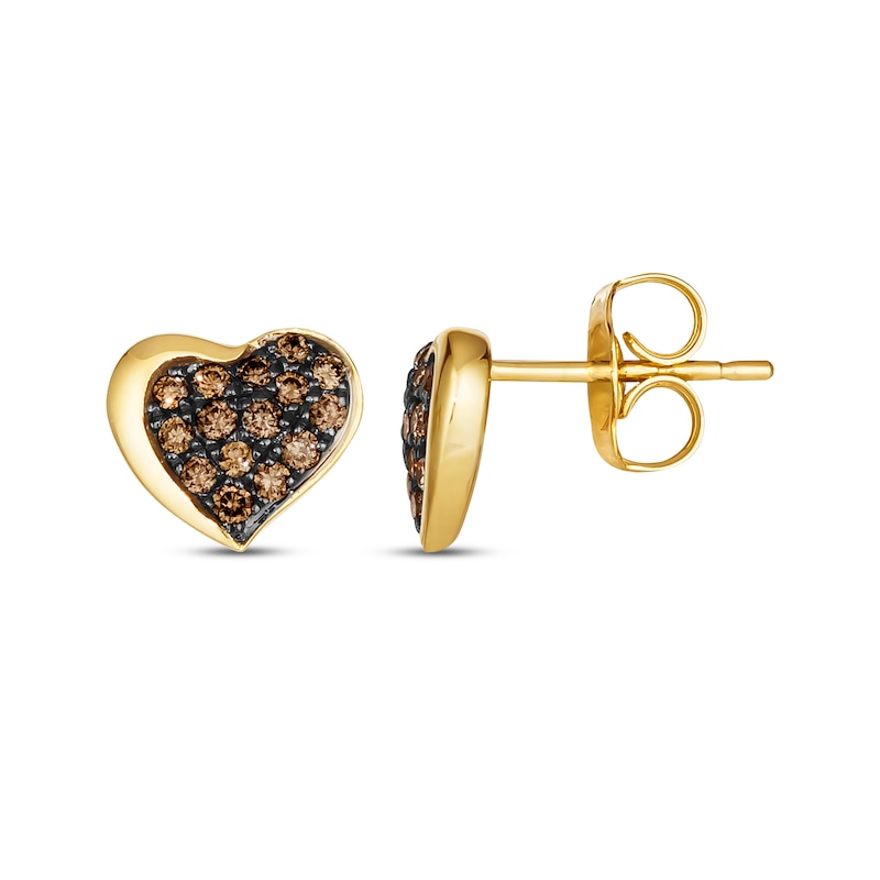 Godiva x Le Vian Diamond Heart Earrings 1/4 ct tw 14K Honey Gold