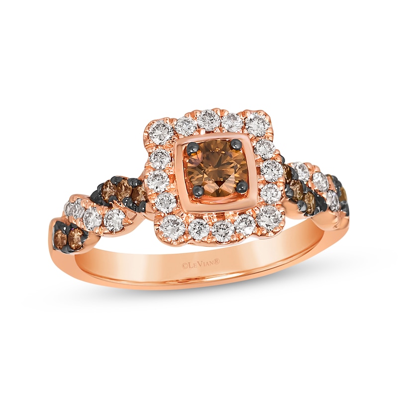 Main Image 1 of Le Vian Chocolate Twist Diamond Ring 7/8 ct tw 14K Strawberry Gold