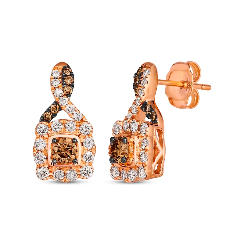 Main Image 1 of Le Vian Chocolate Twist Diamond Earrings 7/8 ct tw 14K Strawberry Gold
