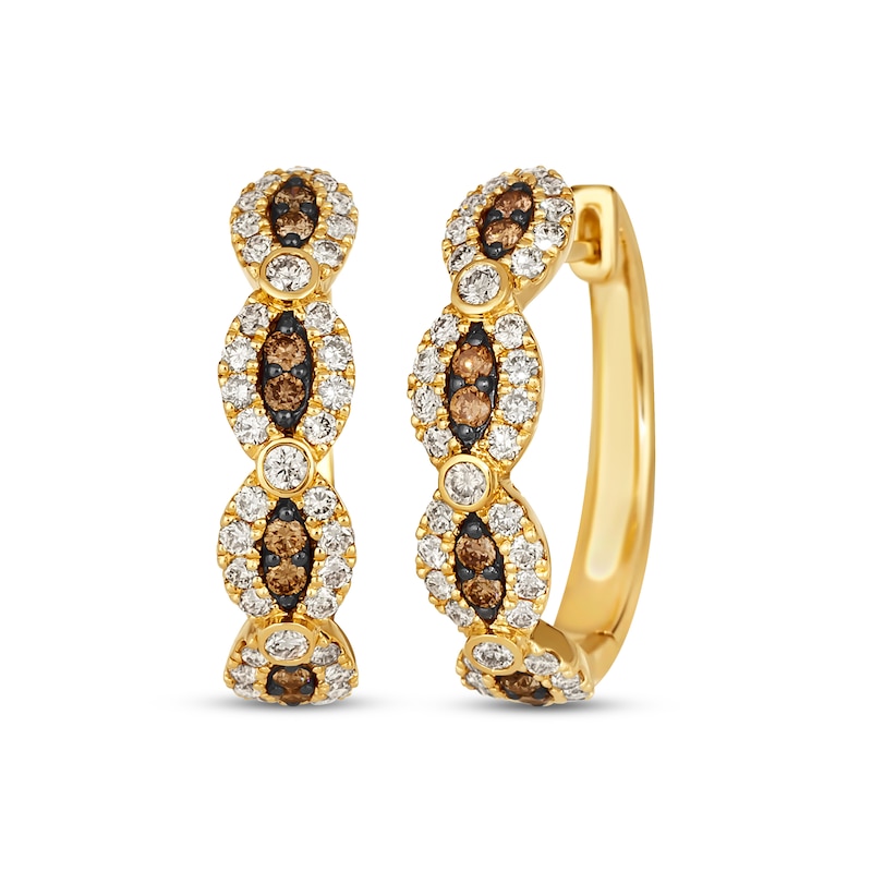 Main Image 1 of Le Vian Chocolate Waterfall Round-Cut Diamond Hoop Earrings 7/8 ct tw 14K Honey Gold