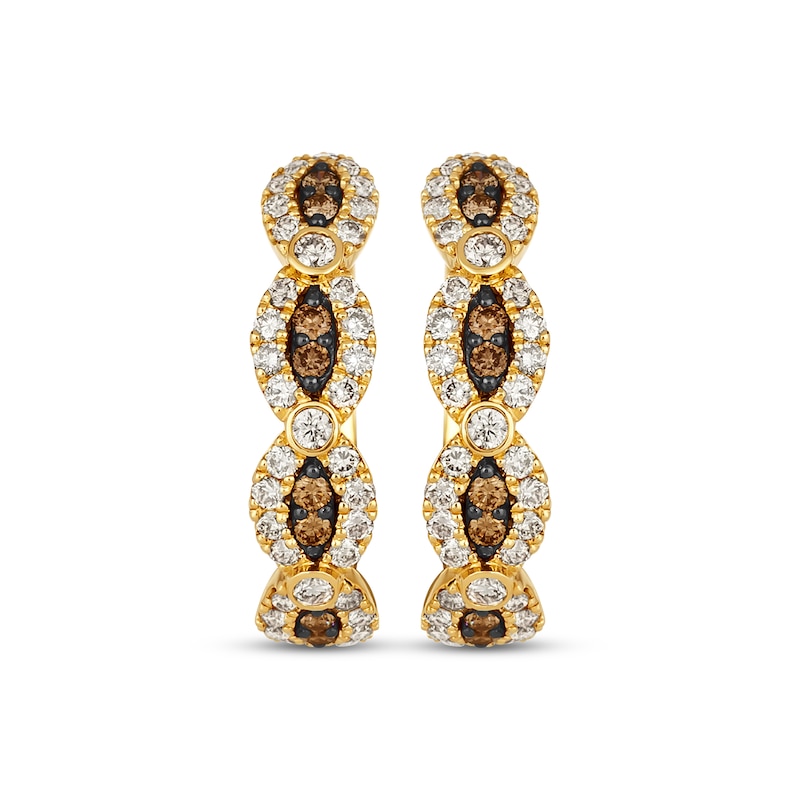 Main Image 2 of Le Vian Chocolate Waterfall Round-Cut Diamond Hoop Earrings 7/8 ct tw 14K Honey Gold