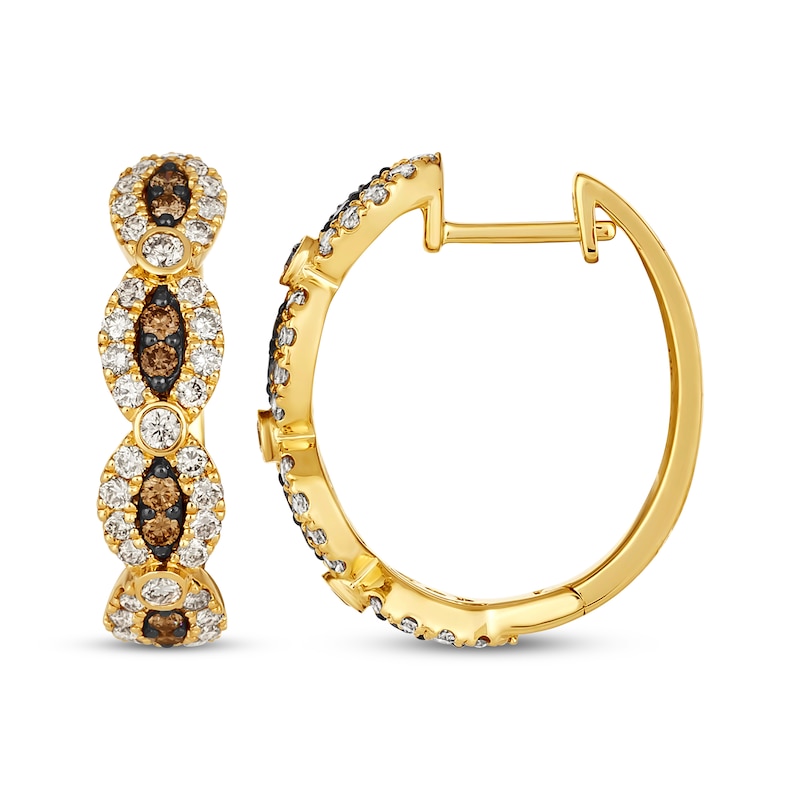 Main Image 3 of Le Vian Chocolate Waterfall Round-Cut Diamond Hoop Earrings 7/8 ct tw 14K Honey Gold
