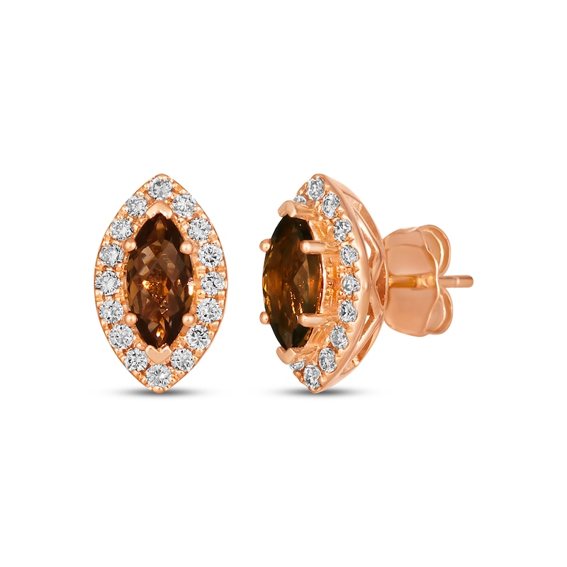 Main Image 1 of Le Vian Chocolate Quartz Earrings 1/3 ct tw Diamonds 14K Strawberry Gold