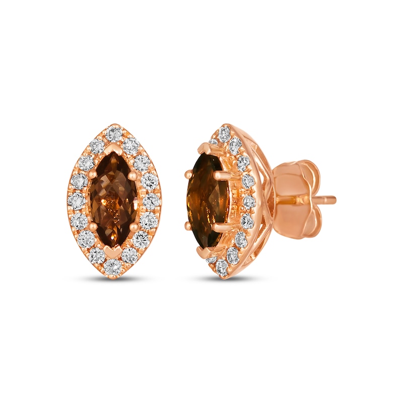 Le Vian Chocolate Quartz Earrings 1/3 ct tw Diamonds 14K Strawberry Gold