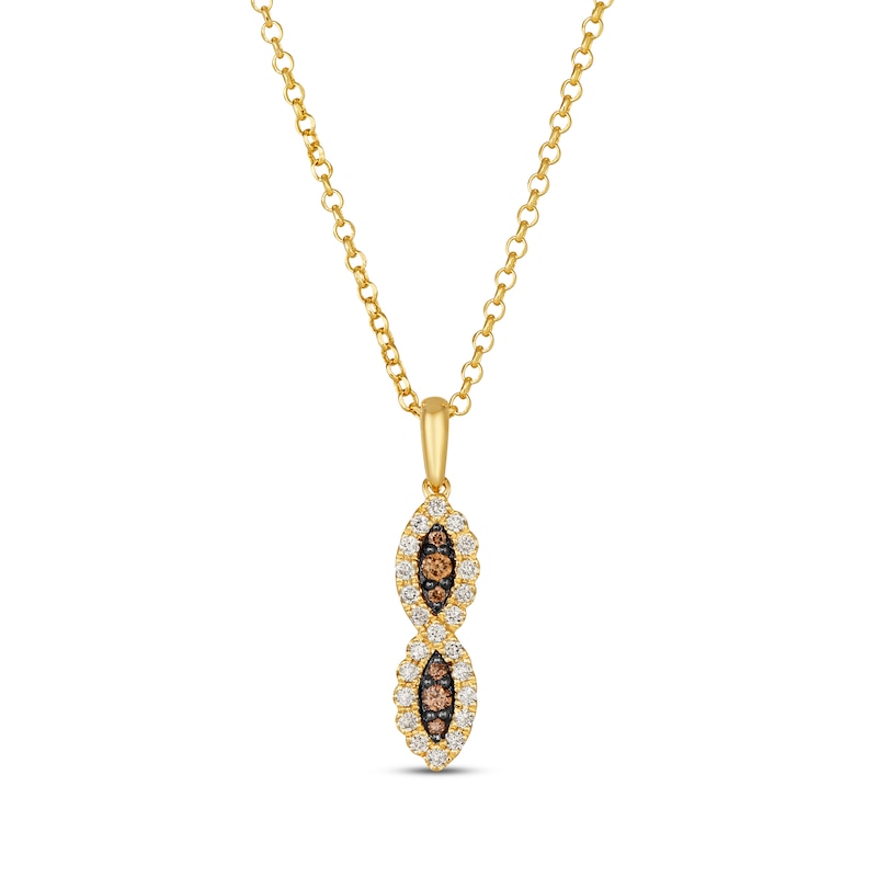 Main Image 1 of Le Vian Chocolate Waterfall Diamond Necklace 1/4 ct tw 14K Honey Gold 19”