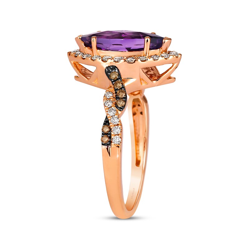 Main Image 2 of Le Vian Chocolate Twist Amethyst Ring 1/2 ct tw Diamonds 14K Strawberry Gold