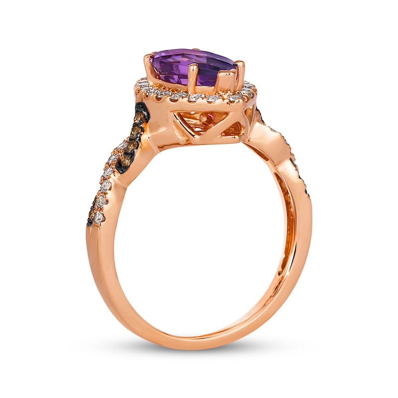 Main Image 3 of Le Vian Chocolate Twist Amethyst Ring 1/2 ct tw Diamonds 14K Strawberry Gold