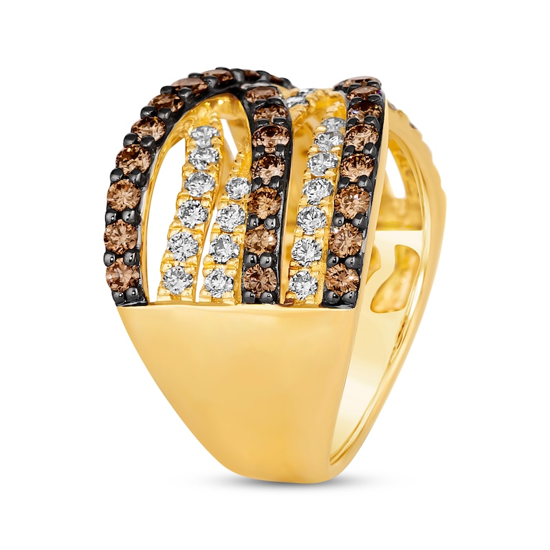 Le Vian Chocolate Diamond Crossover Ring 1 5/8 ct tw 14K Honey Gold
