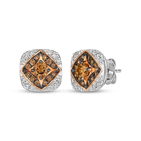 Le Vian Chocolate Diamond Stud Earrings 7/8 ct tw 14K Two-Tone Gold