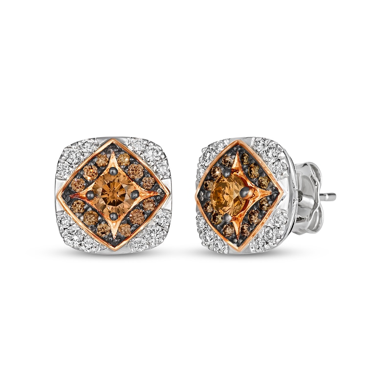 Main Image 1 of Le Vian Chocolate Diamond Stud Earrings 7/8 ct tw 14K Two-Tone Gold