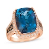 Thumbnail Image 1 of Le Vian Cushion-Cut Blue Topaz Ring 3/4 ct tw Diamonds 14K Strawberry Gold