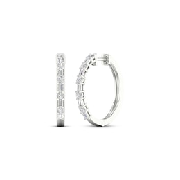 KAY Lab-Grown Diamonds Baguette & Round-Cut Hoop Earrings 1 ct tw 14K White Gold