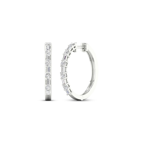 KAY Lab-Grown Diamonds Baguette & Round-Cut Hoop Earrings 1 ct tw 14K White Gold