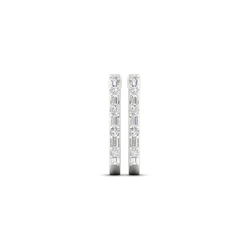 Main Image 2 of KAY Lab-Grown Diamonds Baguette & Round-Cut Hoop Earrings 1 ct tw 14K White Gold
