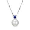 Thumbnail Image 0 of Cultured Pearl & Blue Lab-Created Sapphire Necklace Sterling Silver 18"