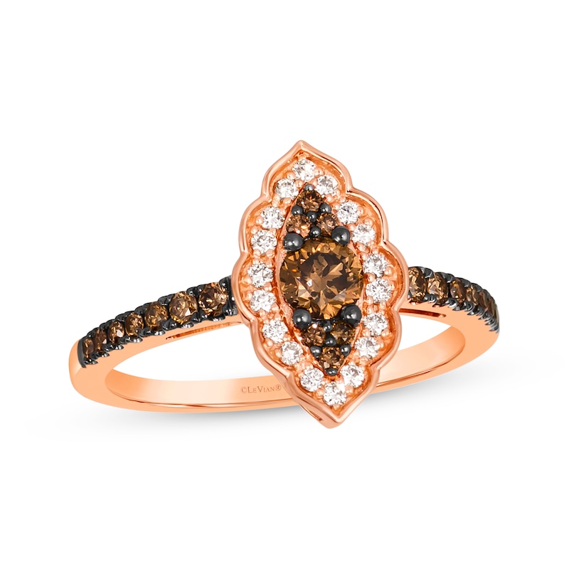 Main Image 1 of Le Vian Diamond Scalloped Ring 1/2 ct tw 14K Strawberry Gold