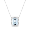 Thumbnail Image 0 of Emerald-Cut Aquamarine & Diamond Necklace 1/10 ct tw 10K White Gold 18"