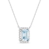Thumbnail Image 1 of Emerald-Cut Aquamarine & Diamond Necklace 1/10 ct tw 10K White Gold 18"