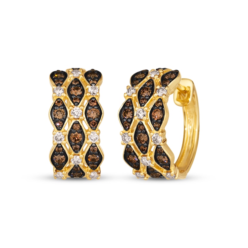 Main Image 1 of Le Vian Venetian Mosaic Diamond Hoop Earrings 7/8 ct tw 14K Honey Gold