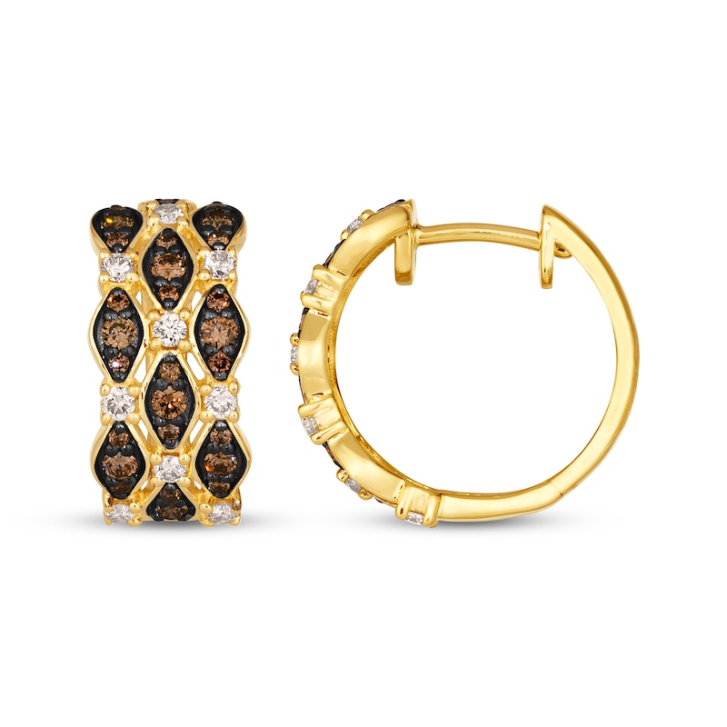 Main Image 3 of Le Vian Venetian Mosaic Diamond Hoop Earrings 7/8 ct tw 14K Honey Gold