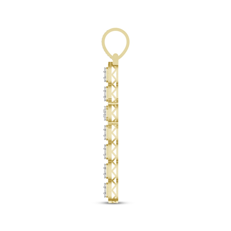 Men's Baguette & Round-Cut Diamond Cross Charm 2 ct tw 10K Yellow Gold