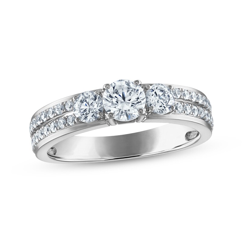 Diamond ThreeStone Anniversary Ring 1 ct tw 14K White Gold Kay