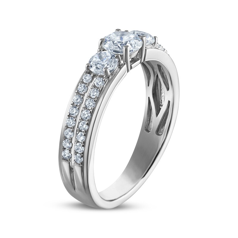 Diamond ThreeStone Anniversary Ring 1 ct tw 14K White Gold Kay