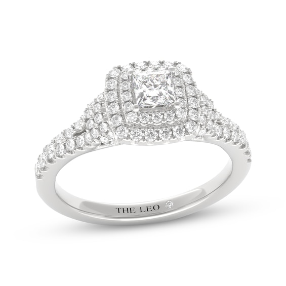 THE LEO Diamond Princess-Cut Double Halo Engagement Ring 7/8 ct tw 14K White Gold