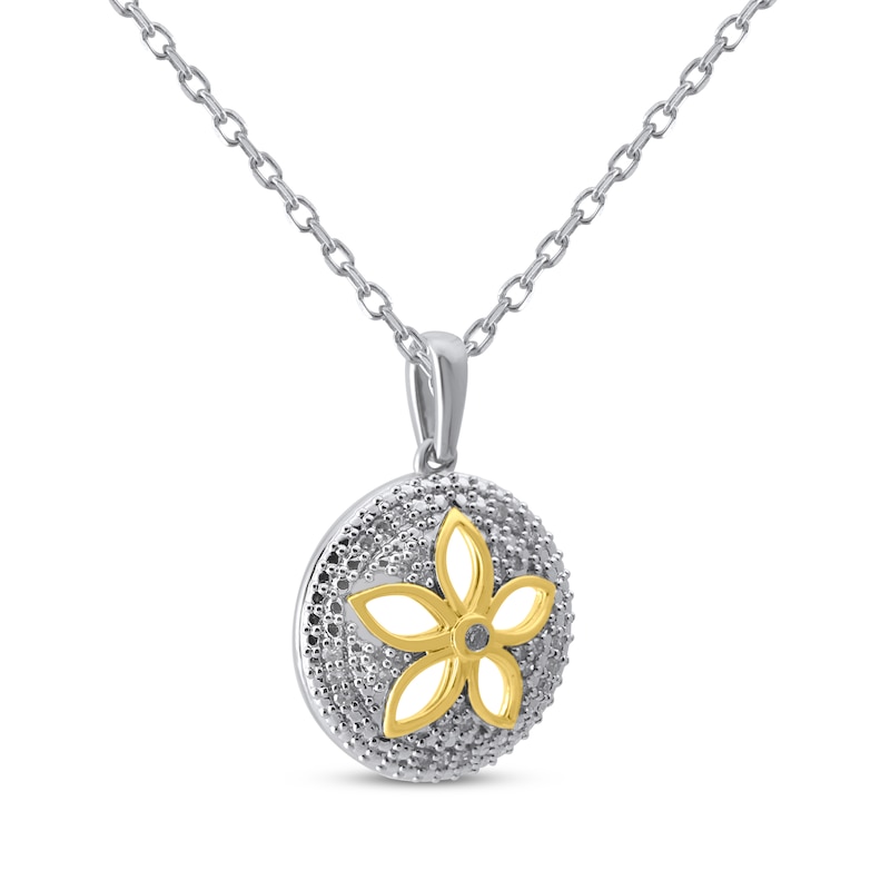 Main Image 2 of Diamond Sand Dollar Cutout Necklace 1/6 ct tw Sterling Silver & 10K Yellow Gold 18&quot;