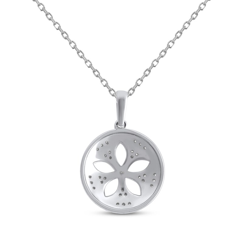 Main Image 3 of Diamond Sand Dollar Cutout Necklace 1/6 ct tw Sterling Silver & 10K Yellow Gold 18&quot;