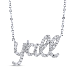 Diamond "Y'all" Necklace 1/10 ct tw 10K White Gold 18"