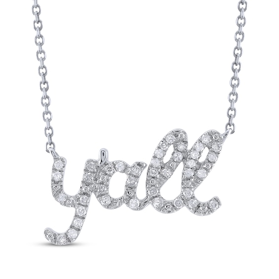 Diamond "Y'all" Necklace 1/10 ct tw 10K White Gold 18"