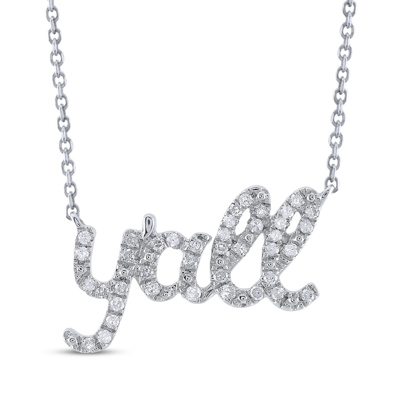 Main Image 1 of Diamond &quot;Y'all&quot; Necklace 1/10 ct tw 10K White Gold 18&quot;