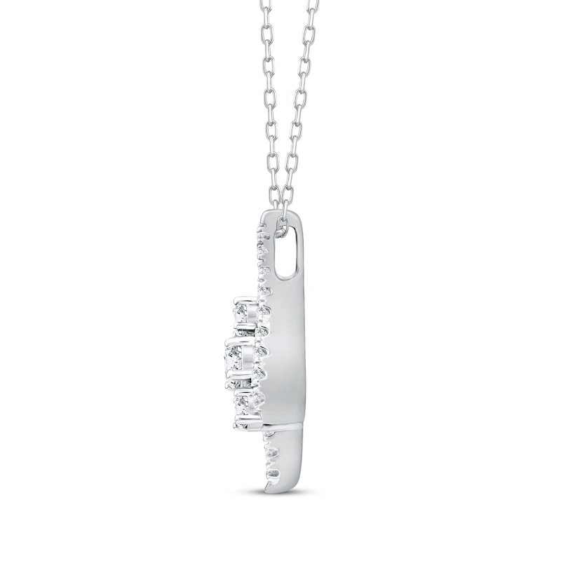 Main Image 2 of Diamond Three-Stone Swirl Necklace 1/2 ct tw 10K White Gold 18&quot;