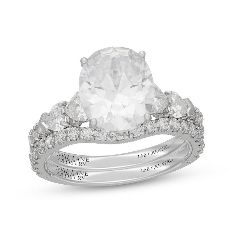 Main Image 1 of Neil Lane Artistry Oval-Cut & Heart-Shaped Lab-Grown Diamond Bridal Set 4-1/5 ct tw 14K White Gold