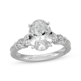 Neil Lane Artistry Oval-Cut & Heart-Shaped Lab-Grown Diamond Engagement Ring 4 ct tw 14K White Gold