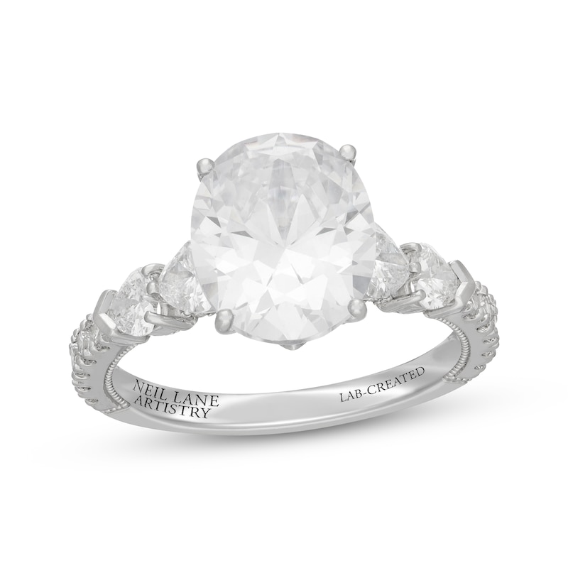 Main Image 1 of Neil Lane Artistry Oval-Cut & Heart-Shaped Lab-Grown Diamond Engagement Ring 4 ct tw 14K White Gold