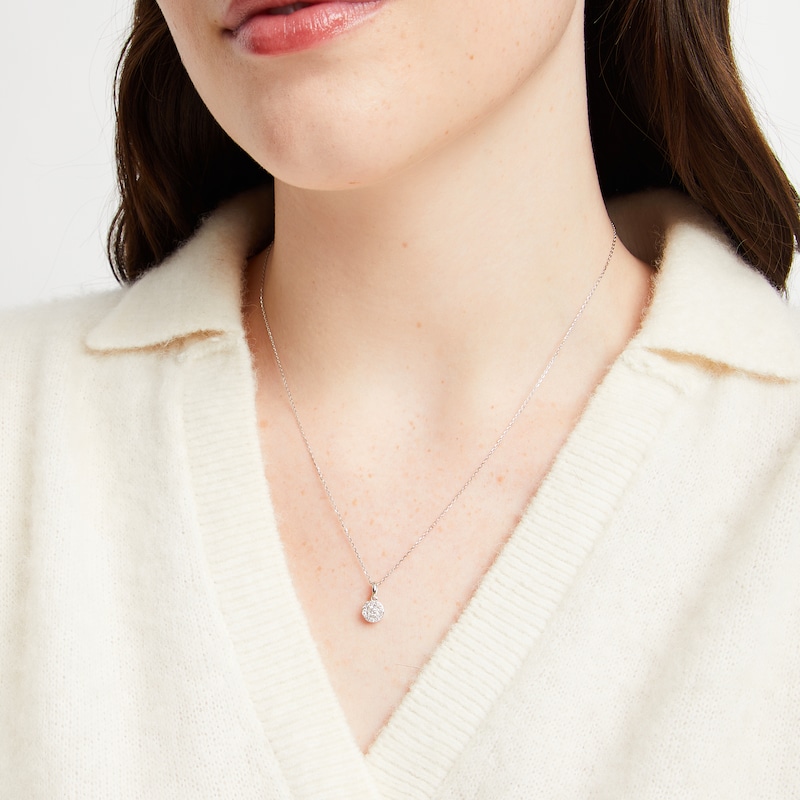 Main Image 3 of Diamond Halo Necklace 1/4 ct tw 10K White Gold 18&quot;